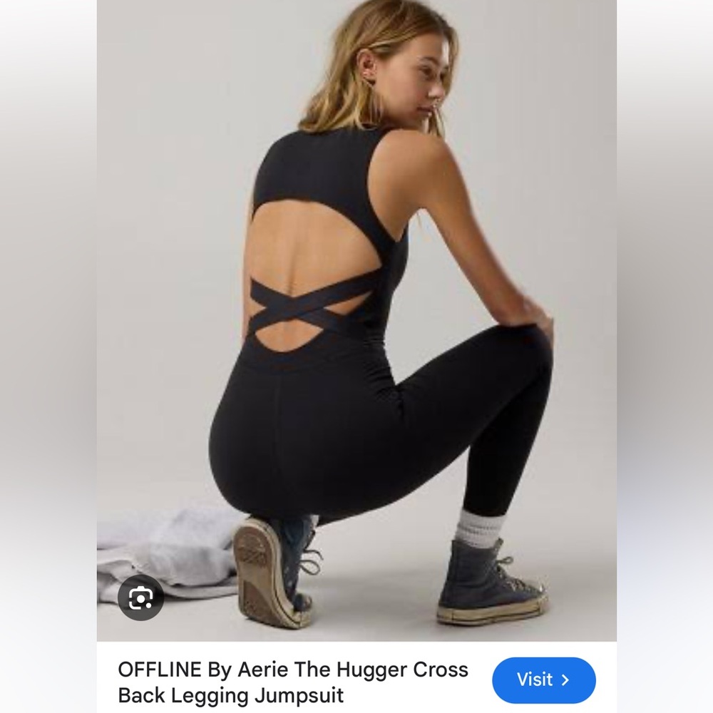 Aerie Black Cross Back Jumpsuit